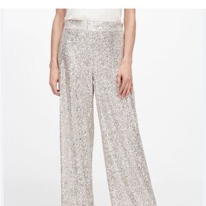 Banana Republic Champagne Sequin Wide Leg Pants